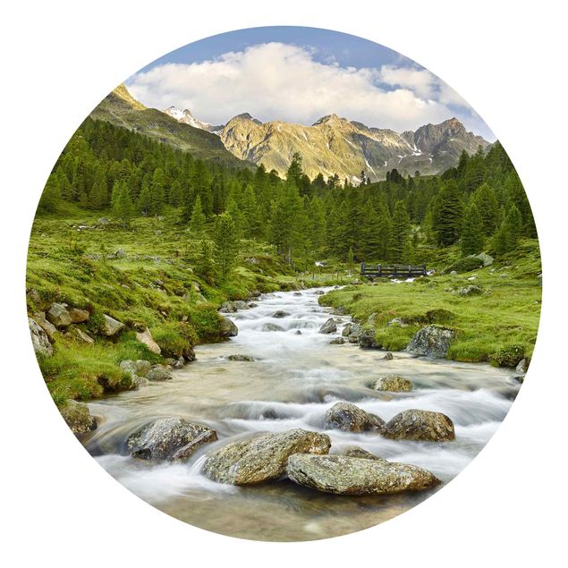 Self-adhesive round wallpaper forest - Debanttal Hohe Tauern National Park