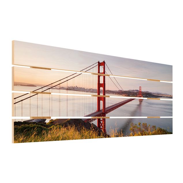 Print on wood - Golden Gate Bridge In San Francisco