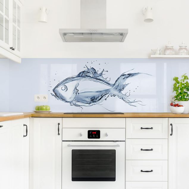 Kitchen wall cladding - Liquid Silver Fish II