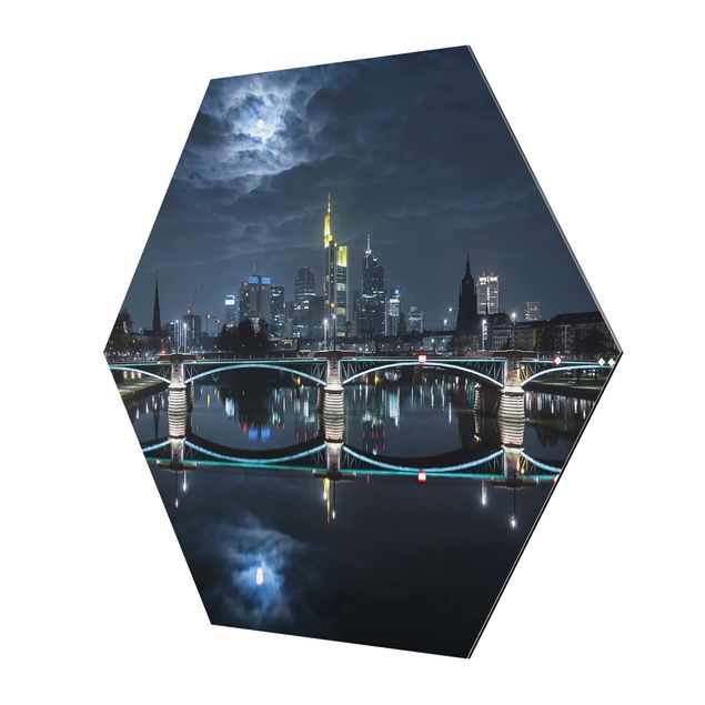 Alu-Dibond hexagon - Frankfurt At Full Moon
