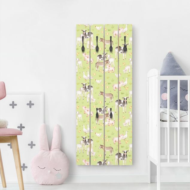 Coat rack - Green Meadow With Cows And Chickens