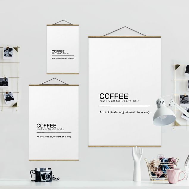 Fabric print with poster hangers - Definition Coffee Attitude - Portrait format 2:3