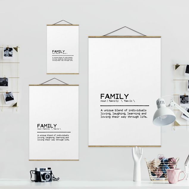 Fabric print with poster hangers - Definition Family Unique - Portrait format 2:3