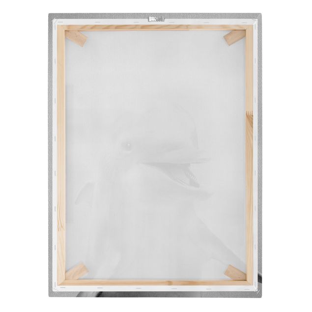 Canvas print - Dolphin Diddi Black And White - Portrait format 3:4
