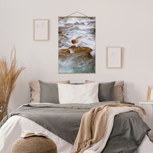 Fabric print with poster hangers - The Icy Mountain Stream - Portrait format 2:3