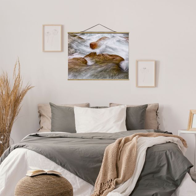 Fabric print with poster hangers - The Icy Mountain Stream - Landscape format 4:3