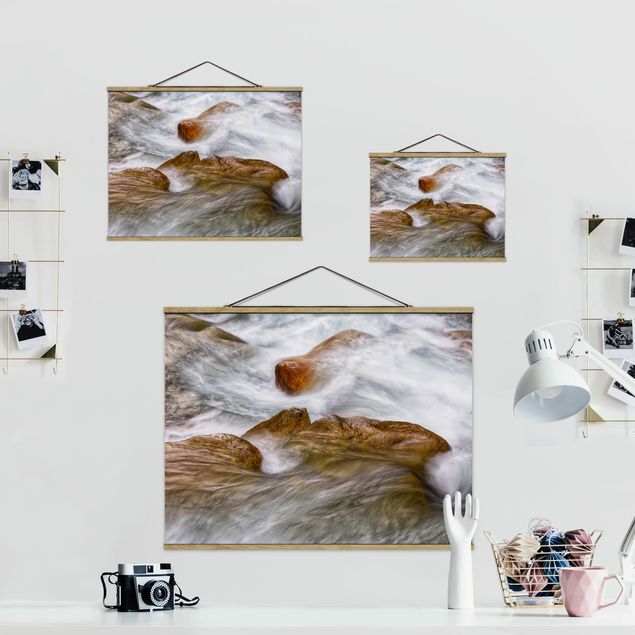 Fabric print with poster hangers - The Icy Mountain Stream - Landscape format 4:3