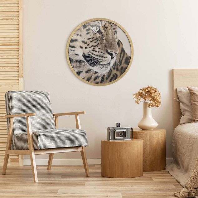 Circular framed print - The Leopard