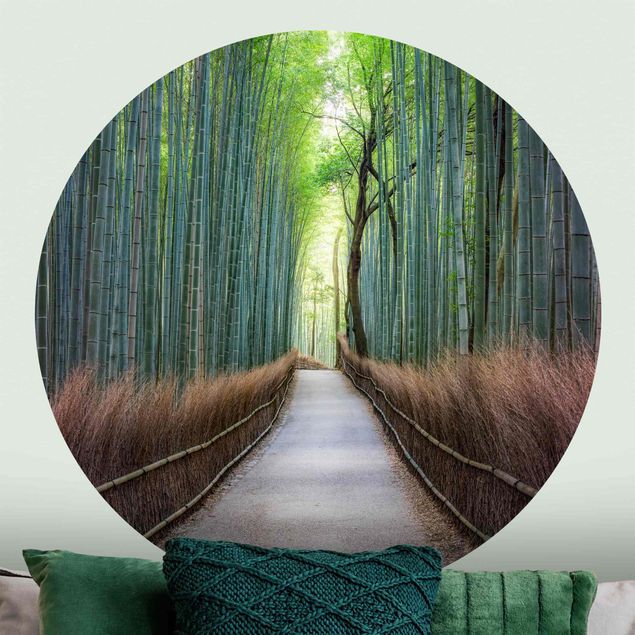 Self-adhesive round wallpaper - The Path Through The Bamboo