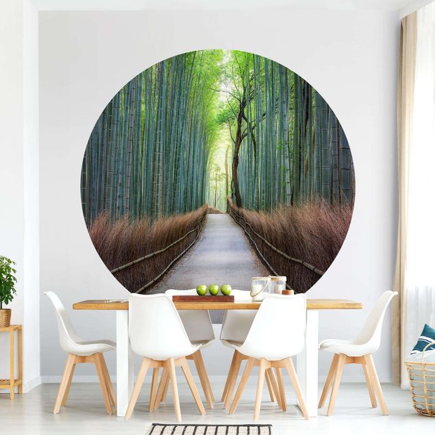 Self-adhesive round wallpaper - The Path Through The Bamboo