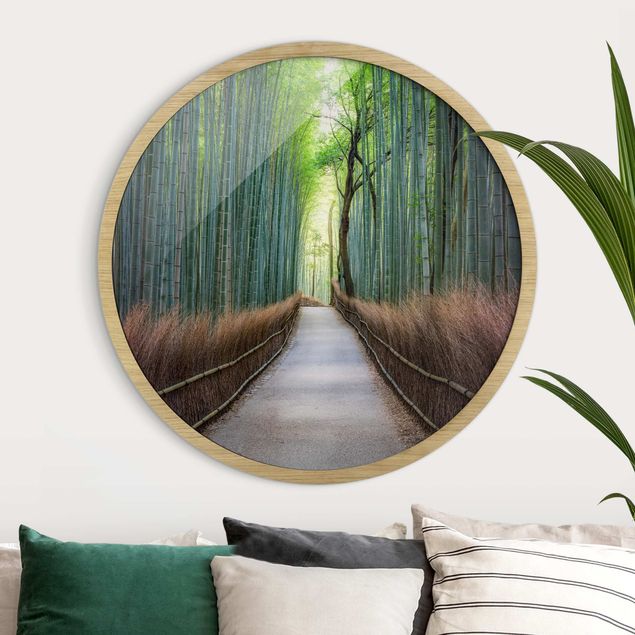 Framed prints round The Path Through The Bamboo