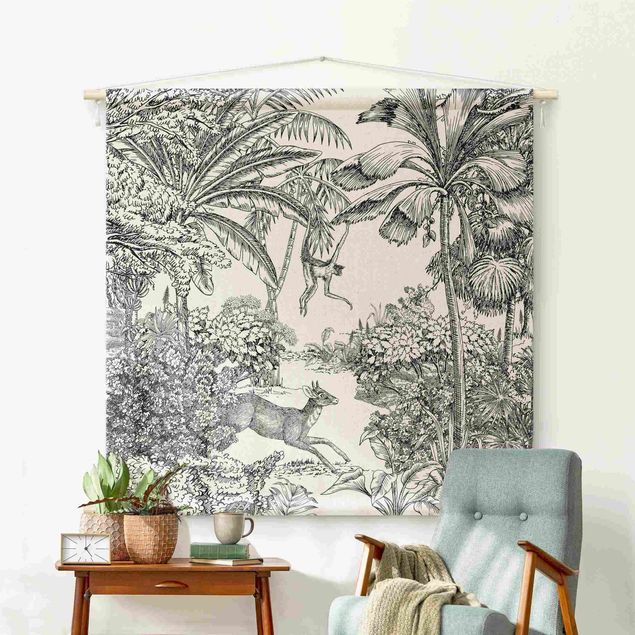 modern tapestry wall hanging Detailed Drawing Of Jungle