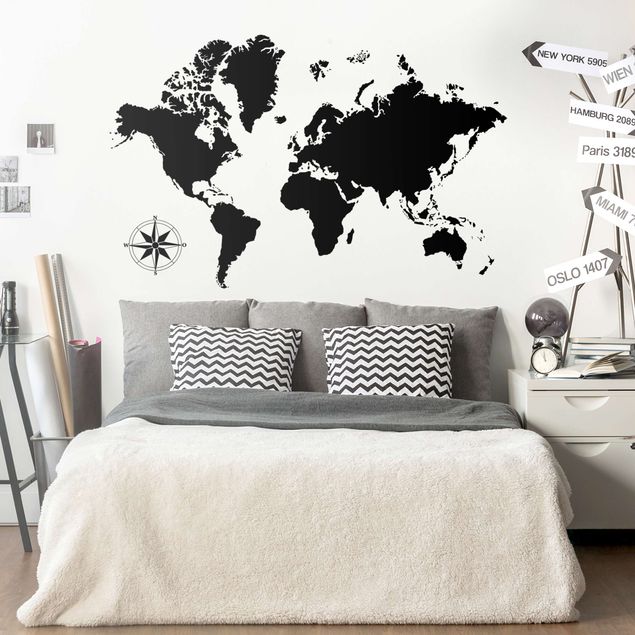 Cityscape wall stickers Detailed World Map