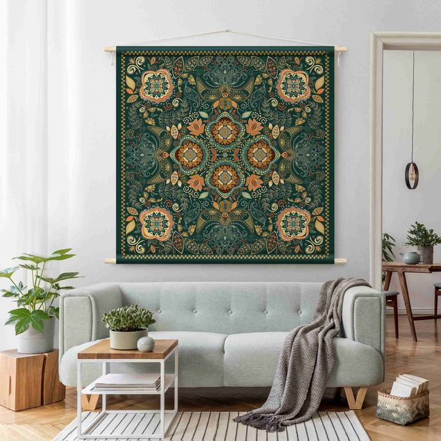 boho tapestry Detailed Boho Pattern In Green