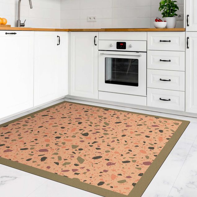 Cork mat - Detailed Terrazzo Pattern Agrigento With Frame - Square 1:1