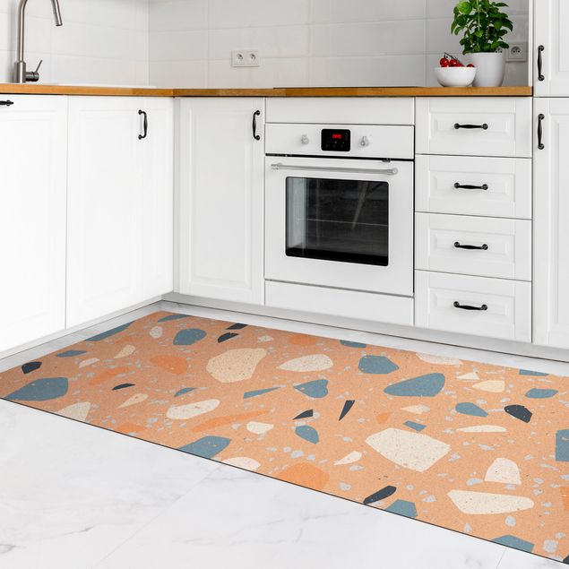 Teal rugs Detailed Terrazzo Pattern Asti