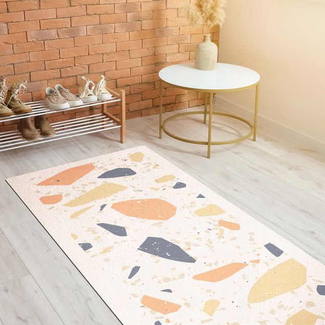 orange area rug Detailed Terrazzo Pattern Siena With Frame