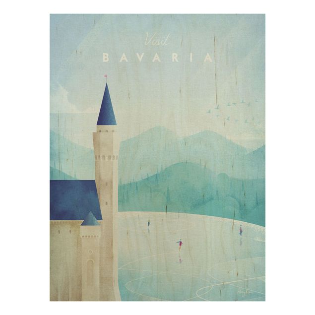 Print on wood - Travel Poster - Bavaria