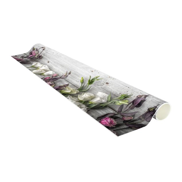 Floral rugs Tulip-Rose Shabby Wood Look