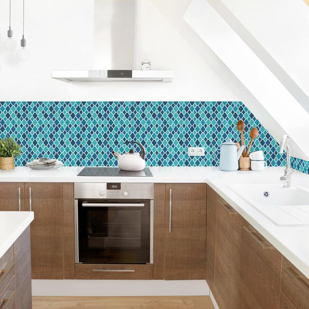 Kitchen splashbacks Oriental Patterns With Turquoise Ornaments
