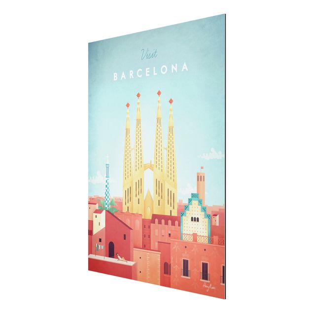 Print on aluminium - Travel Poster - Barcelona