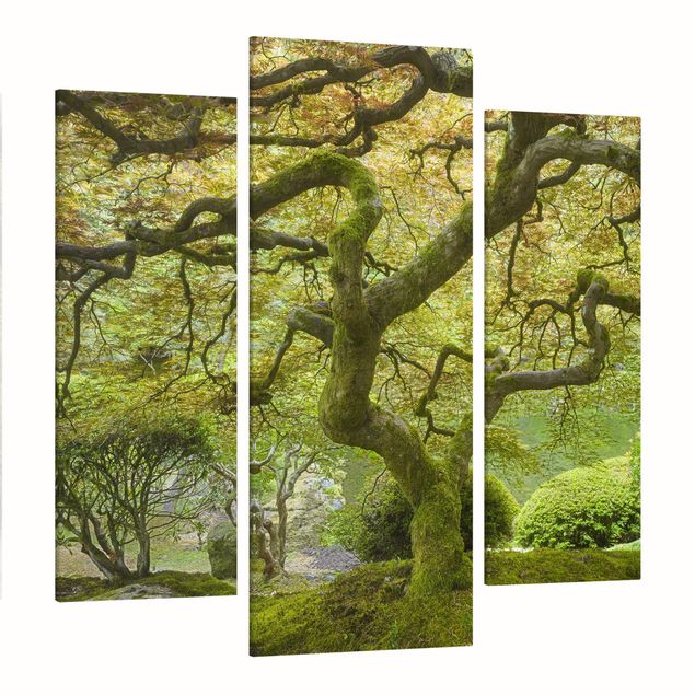 Print on canvas 3 parts - Green Japanese Garden