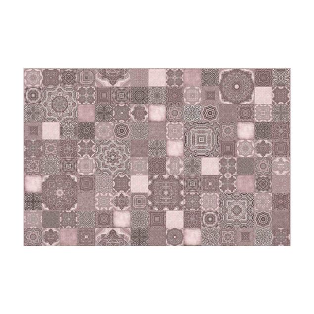 Marble effect rugs Art Deco Tiles Pink Marble With Shimmer