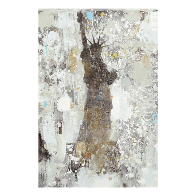 Glass print - The Statue Of Liberty In Warm Colours