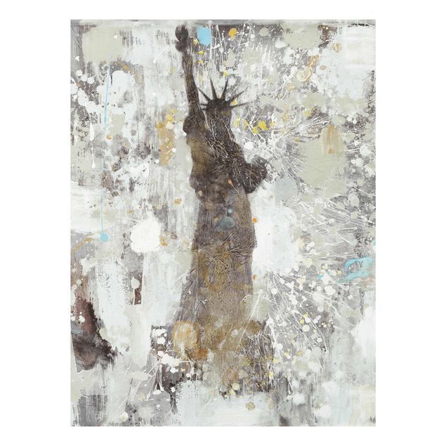 Glass print - The Statue Of Liberty In Warm Colours