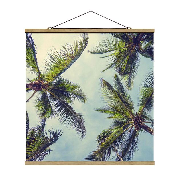 Fabric print with poster hangers - The Palm Trees - Square 1:1