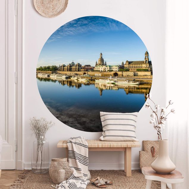 Self-adhesive round wallpaper - The White Fleet Of Dresden