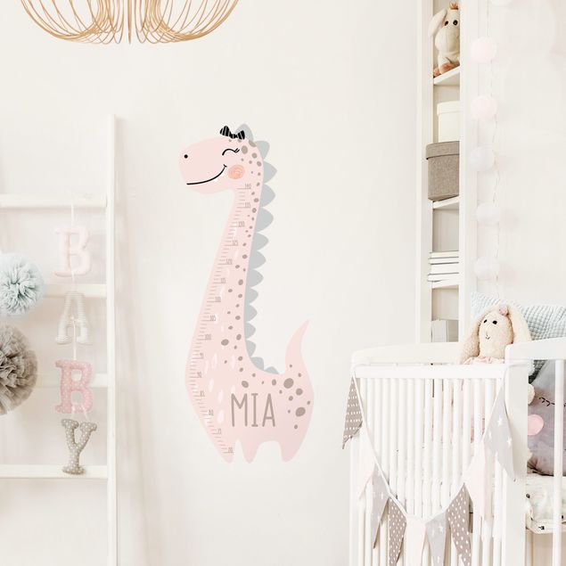 Wall art stickers Dino girl pastel with custom name