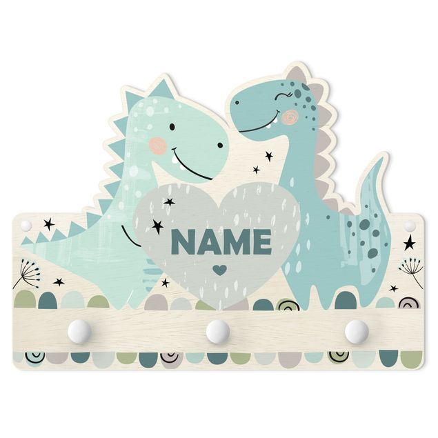Coat rack for children - Dino Pastel With Customised Name