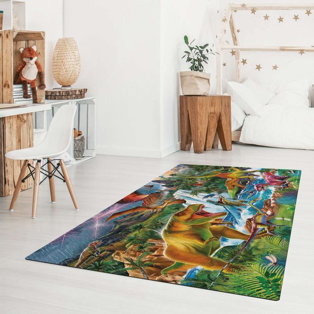 Modern rugs Dinosaurs In A Prehistoric Storm