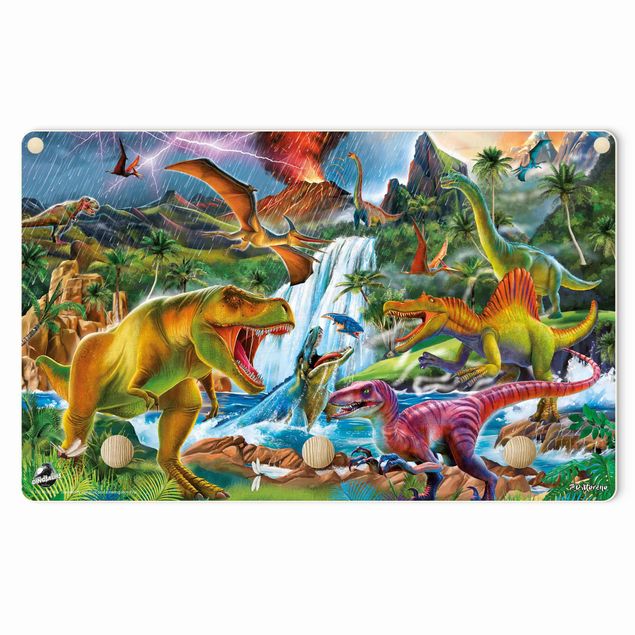 Coat rack for children - Dinosaurs In A Prehistoric Storm