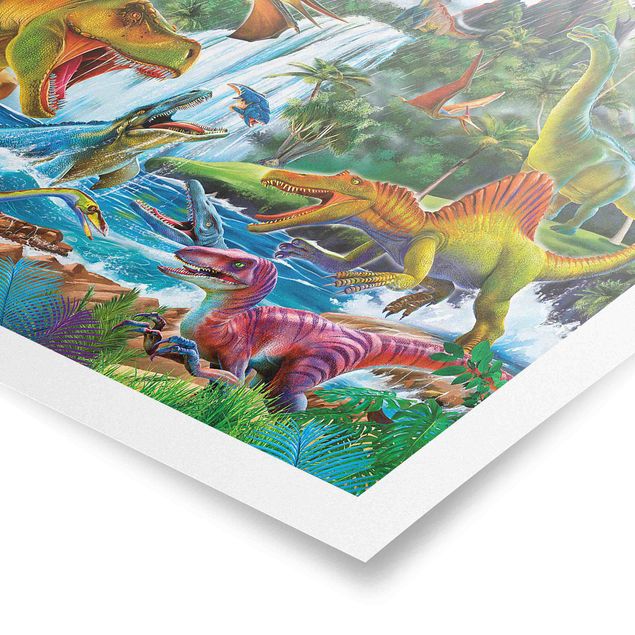 Poster - Dinosaurs In A Prehistoric Storm