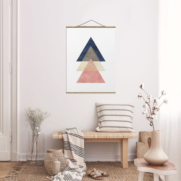 Fabric print with poster hangers - Three Triangles - Portrait format 3:4