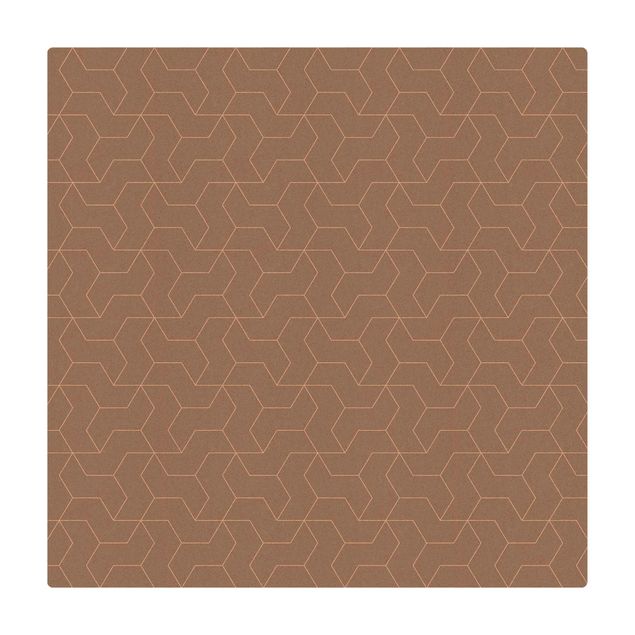 Cork mat - Three-Dimensional Structure Line Pattern - Square 1:1
