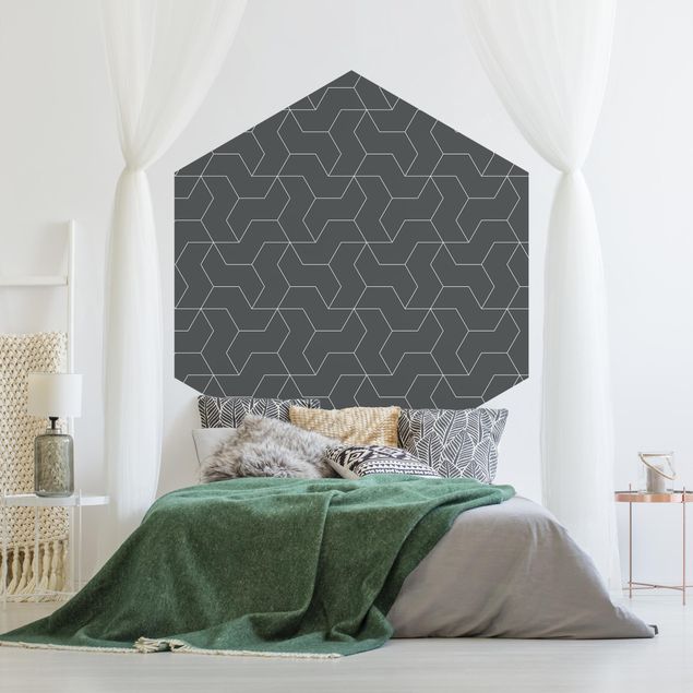 Self-adhesive hexagonal pattern wallpaper - Three-Dimensional Structure Line Pattern