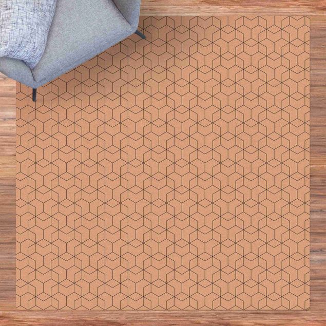Modern rugs Three-Dimensional Cube Line Pattern