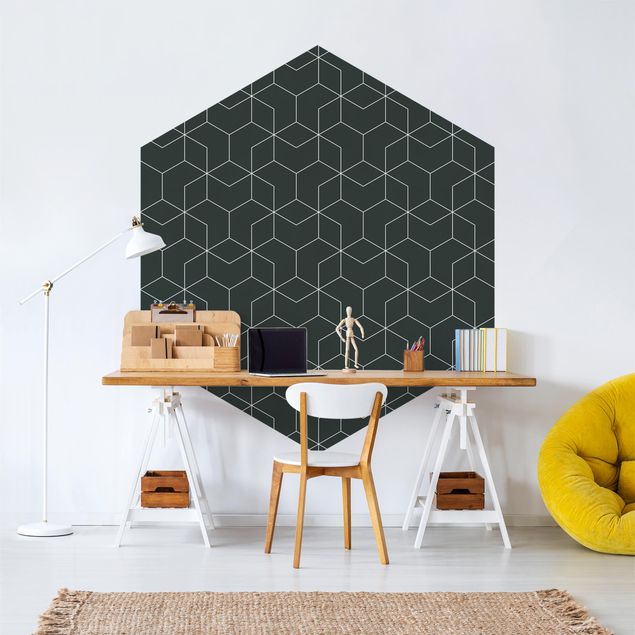 Self-adhesive hexagonal pattern wallpaper - Three-Dimensional Cube Pattern