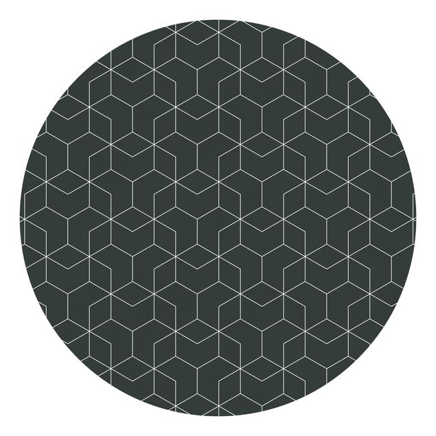 Self-adhesive round wallpaper - Three-Dimensional Cube Pattern