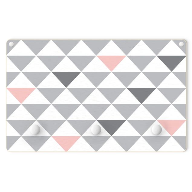 Coat rack for children - Triangles Grey White Pink