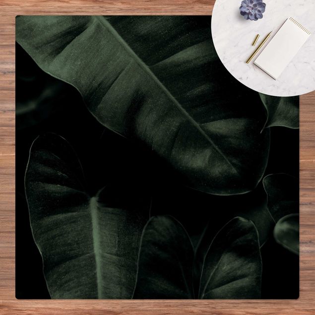 modern area rugs Jungle Leaves Dark Green