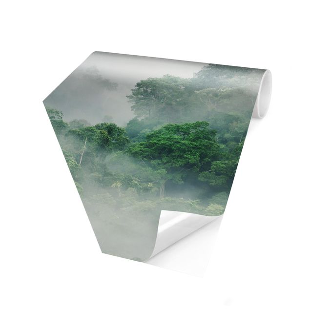 Self-adhesive hexagonal pattern wallpaper - Jungle In The Fog