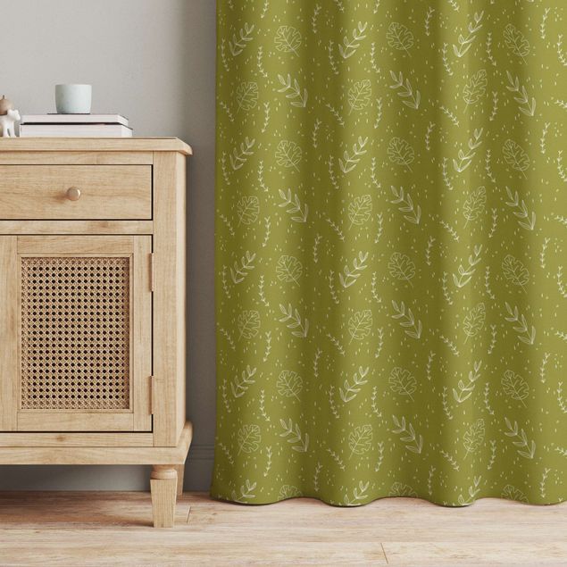 bespoke curtains Jungle Foliage In Lime Green