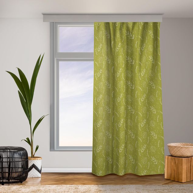 modern curtains for living room Jungle Foliage In Lime Green