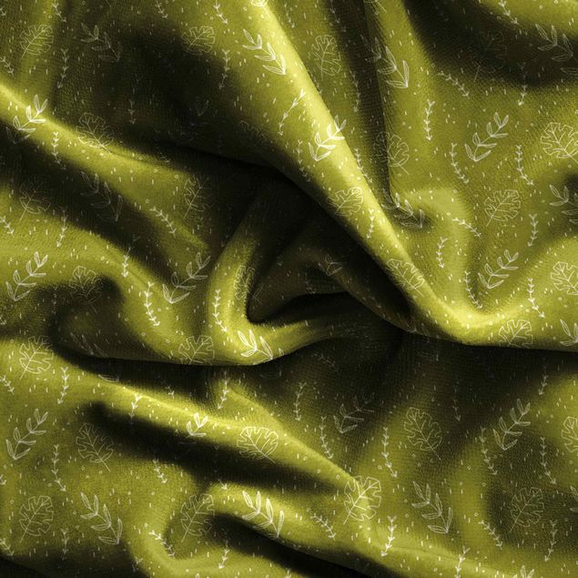 patterned drapes Jungle Foliage In Lime Green