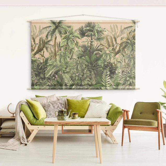 forest wall tapestry Jungle Plants In Green