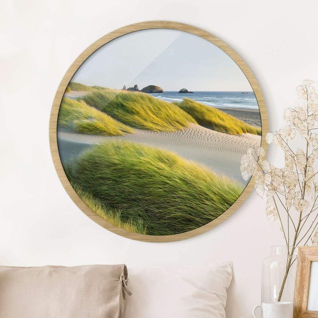 Framed prints round Dunes And Grasses At The Sea